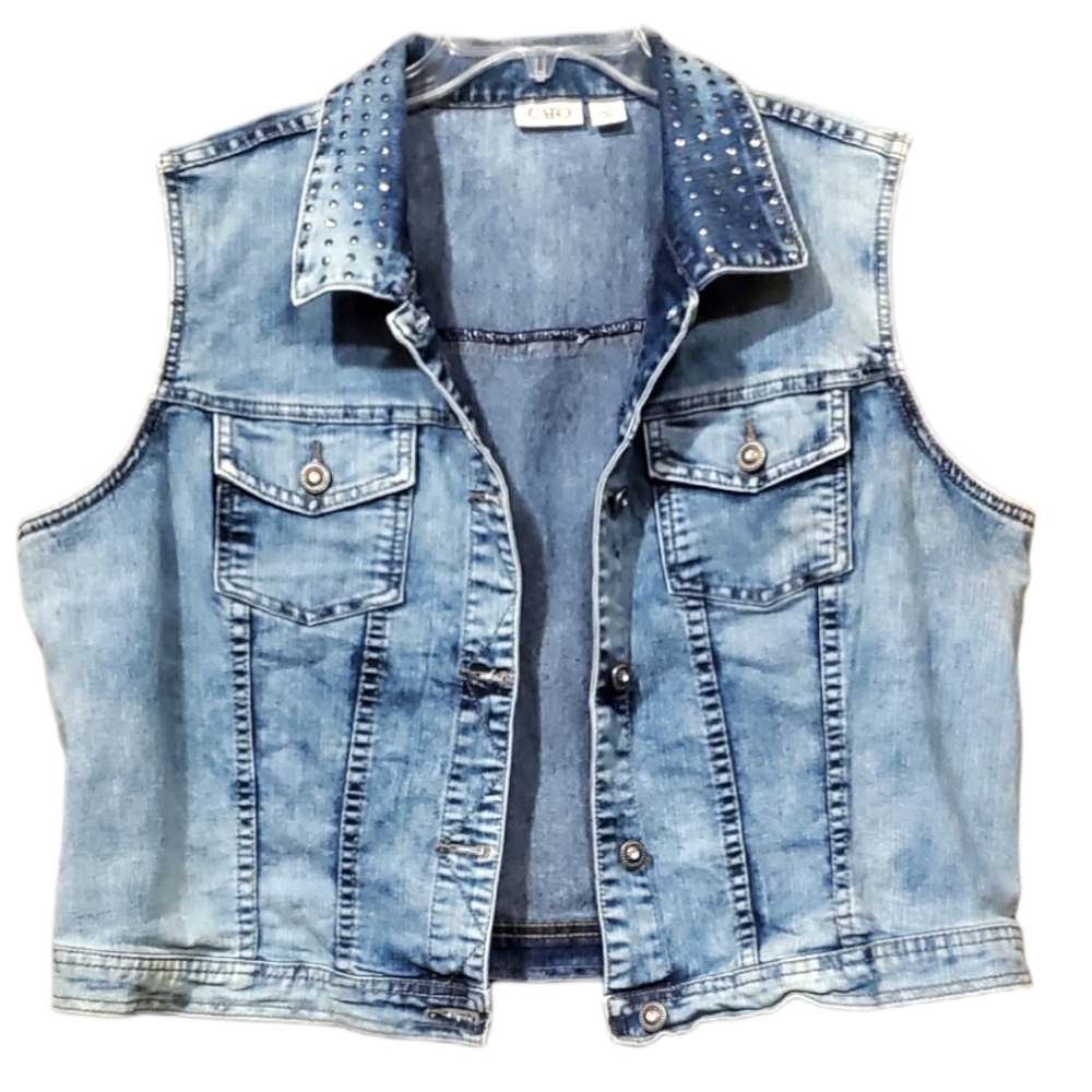 Cato Metal Embellished Denim Vest